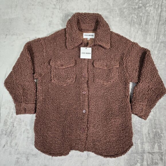 Steve Madden Jackets & Blazers - Steve Madden Shirt Jacket Women's Small Shaved Chocolate Brown Cozy W/ Pockets